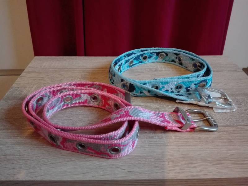 2 Timberland Gürtel Pink & Blau Neu von RiaTesori