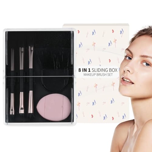 Lidschattenpinsel, Weiche Reise Make-up Pinsel, 8 Stück Lidschatten Pinsel Set, Lidschatten Pinsel Set mit Aufbewahrungsbox, Tragbare Make-up Pinsel Set, Beauty Tools für Augen, Wangen und Lippen von Riaisttd