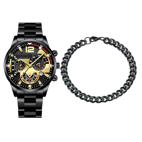 Riaisttd Classic Wristwatch Set, Business Watch Men, Elegant Calendar Display, About 10mm Stylish Stainless-Steel Bracelet, Versatile for Formal and Casual Wear Movement Model Z618 von Riaisttd