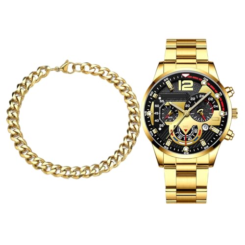 Riaisttd Classic Wristwatch Set, Business Watch Men, Elegant Calendar Display, About 10mm Stylish Stainless-Steel Bracelet, Versatile for Formal and Casual Wear Movement Model Z618 von Riaisttd