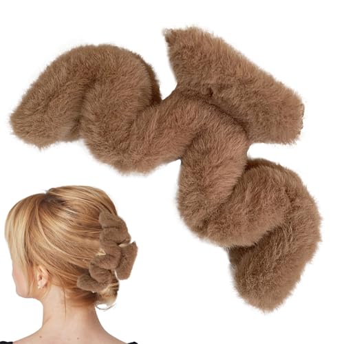 Riaisttd Plüsch-Haarspange | Plüsch-Klauenklammern in Wellenform | Große Haarspangen, Haarschmuck für dünnes/mitteldickes Haar, langes Haar, niedliche Haarspangen für Frauen und Mädchen von Riaisttd