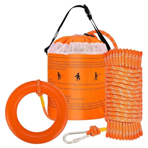 Riaisttd Wasserrettungs-Wurftasche, reflektierende schwimmende Sicherheitsausrüstung, gut sichtbares Seil im Lieferumfang enthalten, 21 m, stabiles wasserdichtes Design, Ausrüstung für Rafting von Riaisttd