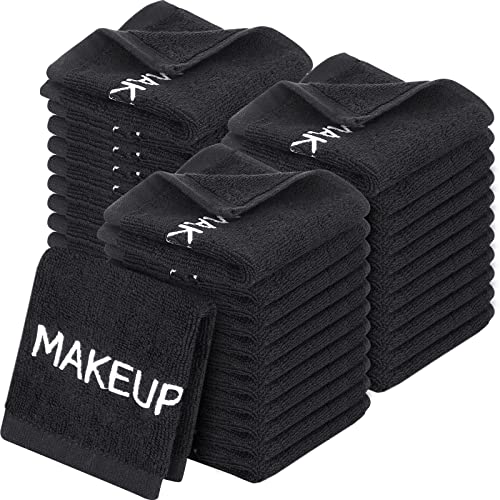 50 Stück Make-up-Waschlappen Baumwolle Make-up-Entferner Handtücher Schwarz Kosmetik Gesichtshandtuch Saugfähiges Make-up Weiche Gesichtstücher für Frauen Mädchen Gesichtsreinigung Hautpflege Geschenke, 9,8 x 9,8 Zoll von Riakrum
