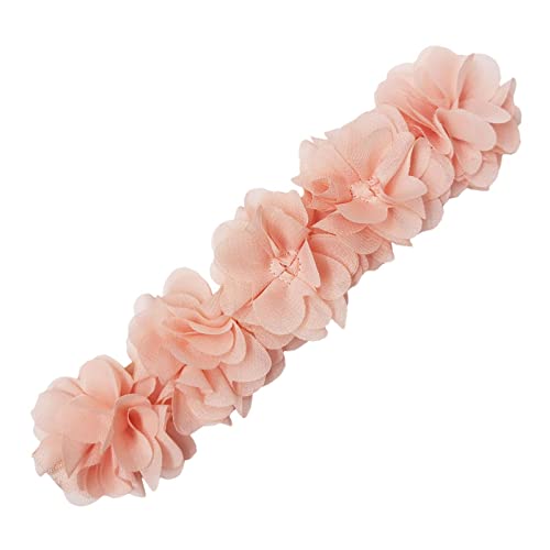 Baby-Haarband Chiffon-Blumen-Stirnband,Prinzessin Mädchen Handnähen Perlen Blume Kopfbedeckung | Neugeborenes Baby Kleinkind Kinder Neugeborenes Stirnband Blumengeburtstag Haarband Baby Rianpesn von Rianpesn