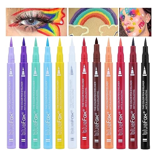 Buntes flüssiges Eyeliner-Set,Schnelltrocknendes buntes Flüssig-Eyeliner-Stift-Set | Wasserfester, wischfester, pigmentierter Eyeliner-Stift für natürliches und Party-Augen-Make-up, Rianpesn von Rianpesn