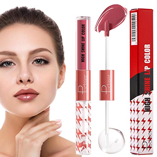 Doppelseitiger Lipgloss,Glänzender feuchtigkeitsspendender Lipgloss Makeup Lip Plumper - Tragbare feuchtigkeitsspendende Lippenstift-Kosmetik für pralle Lippen für Frauen Rianpesn von Rianpesn