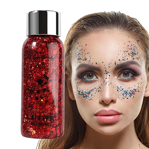 Flüssiger Glitzer-Lidschatten - Körperglitzer-Gel-Gesichtsglitzer für Körper, Gesicht, Augen, Haare, Nägel,Wasserfester, langanhaltender Schimmer für Gesicht und Haare, holografisches, Rianpesn von Rianpesn