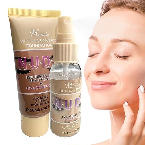 Grundierungsspray für das Gesicht - Feuchtigkeitsspendendes Foundation-Set mit vollständiger Deckung für das Make-up von Frauen | Atmungsaktives Gesichts-Make-up-Set, Foundation-Set mit hoher Rianpesn von Rianpesn