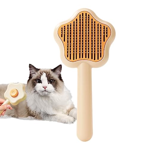 Katzenbürste mit Entriegelungsknopf - Selbstreinigende Zupfbürste zum Haarausfall mit Knopf - Kompakte Haustier-Enthaarungsbürsten für Hunde, Katzen, Kaninchen, Haarentfernung bei der Rianpesn von Rianpesn