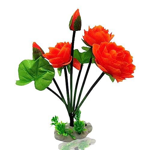 Lotusblumen Aquariumdekorationen,Aquarium TPE Lotusblumen Statue - Hitzebeständige, wasserdichte Ornamente mit Sockel, kreative Dekoration für Auto, Garten, Aquarium, Glasbehälter Rianpesn von Rianpesn