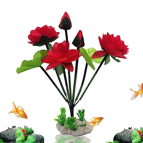 Lotusblumen Aquariumdekorationen | TPE Lotusblumen-Statue für Aquarium - Hitzebeständige, wasserdichte Ornamente mit Sockel, kreative Dekoration für Auto, Garten, Aquarium, Glasbehälter Rianpesn von Rianpesn