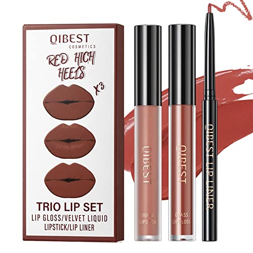 Matter Lippenstift mit passendem Lip Liner,Flüssige matte Lippenstifte passend zum glatten Lip Liner | Nicht verblassendes, wasserdichtes, samtiges Lippenstift-Make-up-Set für Frauen Rianpesn von Rianpesn