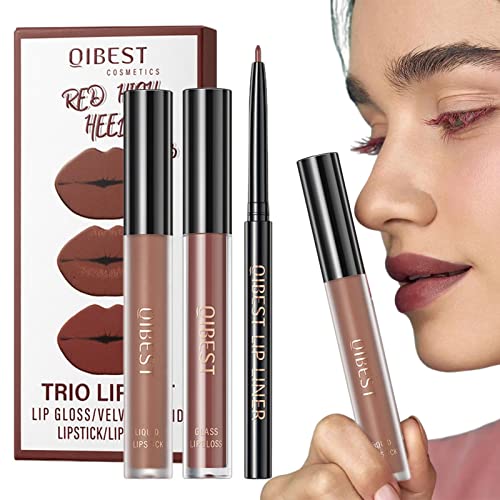 Matter Lippenstift mit passendem Lip Liner - Flüssige matte Lippenstifte passend zum glatten Lip Liner | Langlebiges Lippen-Make-up-Geschenkset für Frauen und Mädchen Rianpesn von Rianpesn