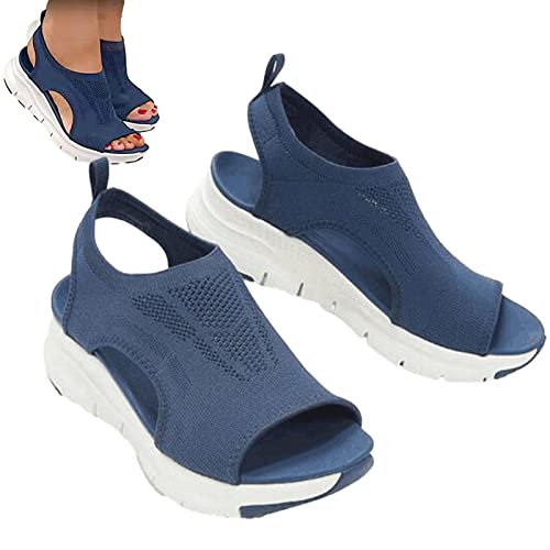 Modische Orthopädische Damensandalen, Sommer Waschbare Slingback Orthopädische Slide Sport Sandalen, Super Bequeme Sport Strick Sandalen, Mesh Weiche Sohle Casual Damenschuhe, Damen-Wandersandalen von Rianpesn