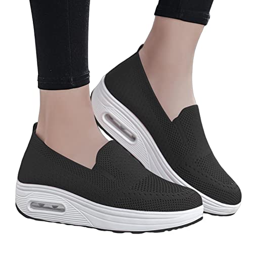 Rianpesn Damen-Sneaker zum Hineinschlüpfen, Freizeitschuhe Leicht Laufschuhe Sportschuhe Walkingschuhe, Atmungsaktiv Turnschuhe, Schwarz, 35 EU von Rianpesn