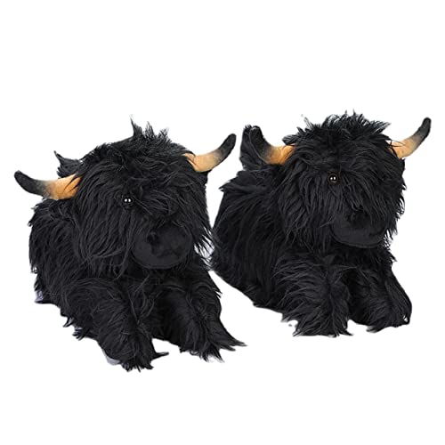 Rianpesn Highland Cow Slippers, Highland Cow Stuffed Animal Cow Shoes For Adult, Non-Slip Soft Warm Animal Slippers for Bedroom, Living Room, von Rianpesn