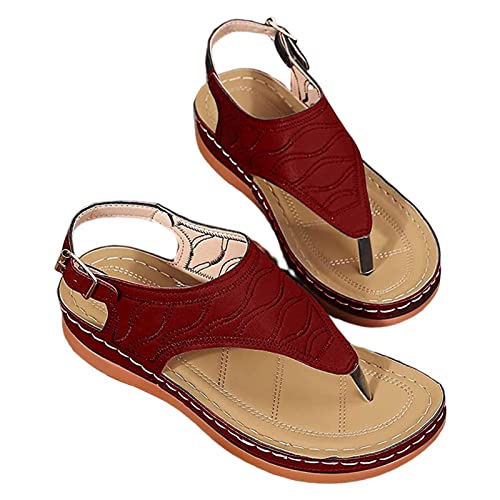 Rianpesn Orthopädische Sandalen Damen,Einfarbige Flip-Flop-Sommer-Strandsandalen | Sandalen mit Rückenriemen für Wanderschuhe für Damen von Rianpesn