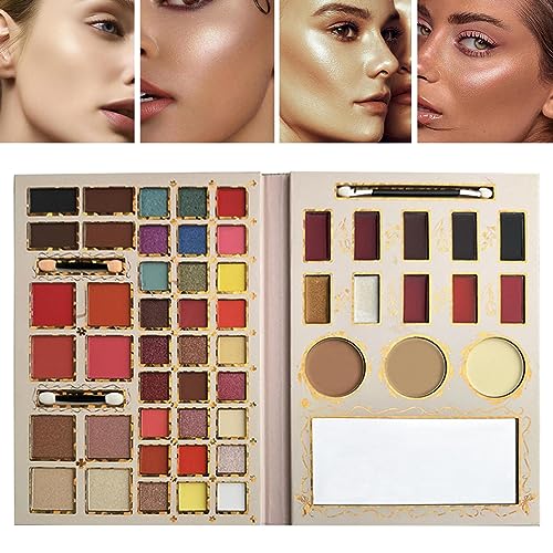 Vollgesichts-Make-up-Palette - Augenpinsel-Make-up-Set,Einfache Make-up-Palette, Lidschatten-Palette und Pinsel-Set, professionelle Make-up-Palette zum einfachen Mischen Rianpesn von Rianpesn