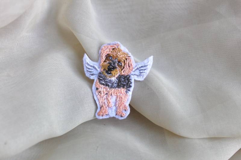 Handgefertigter Aufnäher Mit Engel Und Hund Personalisiertes Haustier Geschenk von RibboNrUSA