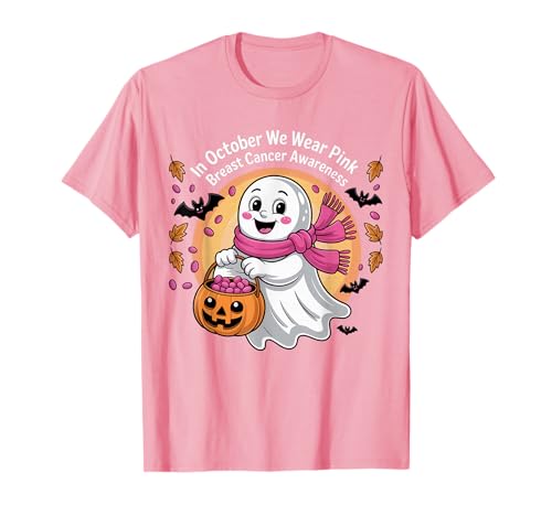 In October We Wear Pink Ghost Breast Cancer Awareness Women T-Shirt In October We Wear Pink Ghost Breast Cancer Awareness Women T-Shirt von Ribbon Halloween Ghost In October We Wear Pink