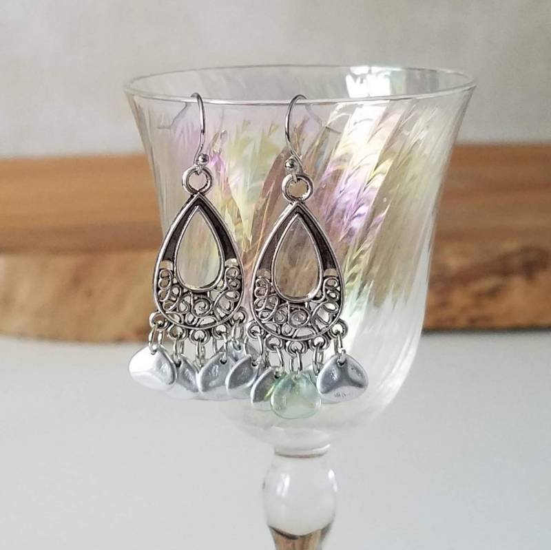 Boho Statement Chandelier Ohrringe, Hängeohrringe Mit Edelstahldrähten von RibbonsandGlass