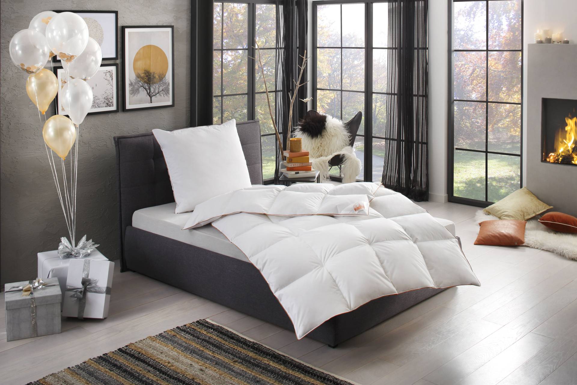 RIBECO Daunenbettdecke + Kopfkissen "Ella", zum Top-Preis von Ribeco