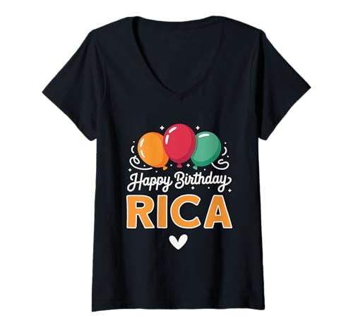 Damen Alles Gute zum Geburtstag Spruch Rica T-Shirt mit V-Ausschnitt von Rica Name Spruch für Geburtstag