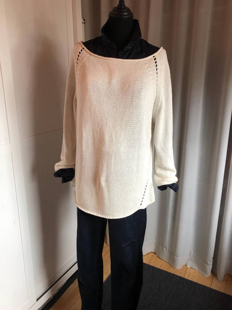 Pullover Mit Rundhalsausschnitt, Raglan Von Oben, Sommerpullover Kurzem Ärmel von RicaTaschen