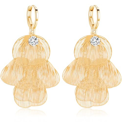 Ricarmo Böhmische 14 Karat Gold Blume geschichtete Blumen Blatt leichte Tropfen baumeln Ohrringe Ginkgo Blatt Kristall Creolen für Frauen, 2.44inch, Metall, Kein Edelstein Ricarmo Böhmische 14 Karat Gold Blume geschichtete Blumen Blatt leichte Tropfen baumeln Ohrringe Ginkgo Blatt Kristall Creolen für Frauen, 2.44inch, Metall, Kein Edelstein von Ricarmo