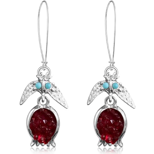 Ricarmo Bohemian Vintage Silber National Style Kristall Perlen Blume Leichte baumeln Tropfen Ohrringe Retro Ethnische Fledermaus Gothic Creolen für Frauen, 2.44inch, Metall, Kein Edelstein Ricarmo Bohemian Vintage Silber National Style Kristall Perlen Blume Leichte baumeln Tropfen Ohrringe Retro Ethnische Fledermaus Gothic Creolen für Frauen, 2.44inch, Metall, Kein Edelstein von Ricarmo