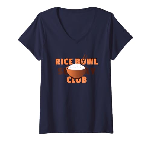Damen Reisschale Sunday Club – Design japanischer Essensliebhaber T-Shirt mit V-Ausschnitt Damen Reisschale Sunday Club – Design japanischer Essensliebhaber T-Shirt mit V-Ausschnitt von Rice Bowl Sunday Club Tees