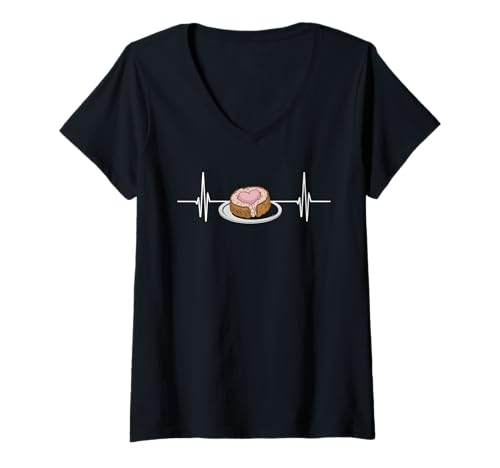 Damen Heartbeat Reiskuchen T-Shirt mit V-Ausschnitt Damen Heartbeat Reiskuchen T-Shirt mit V-Ausschnitt von Rice Cake Food