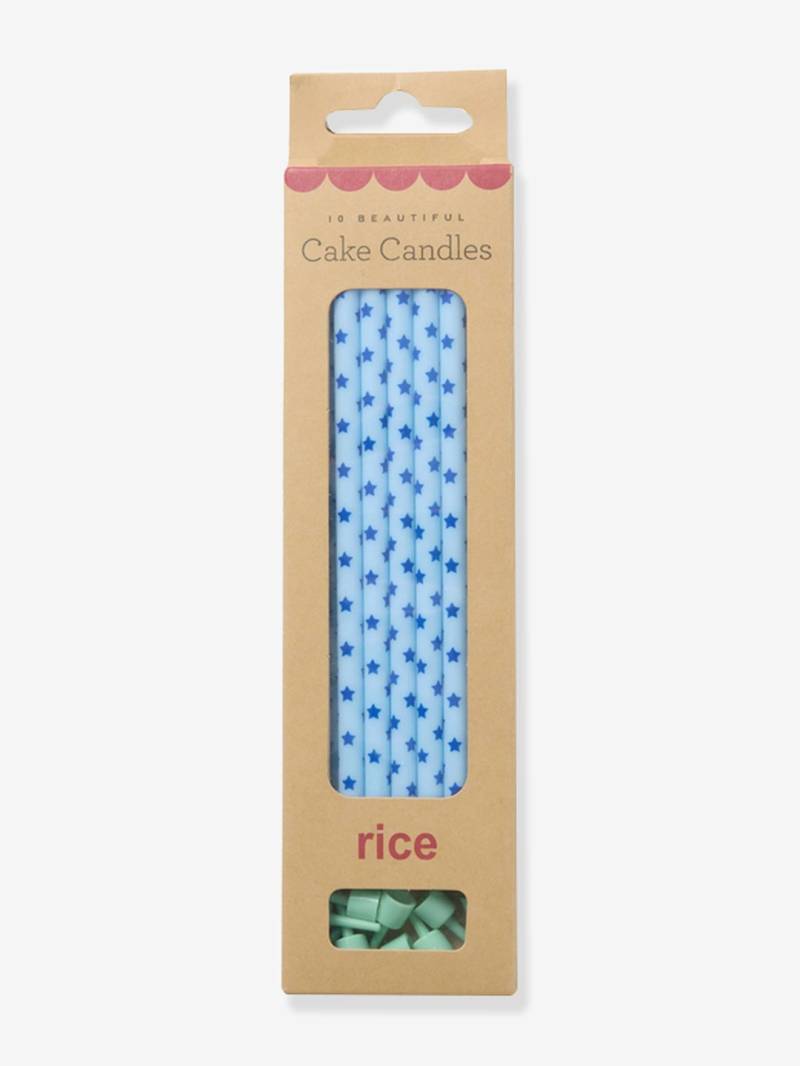 10er-Pack lange Geburtstagskerzen STARS PRINT BLUE rice von Rice