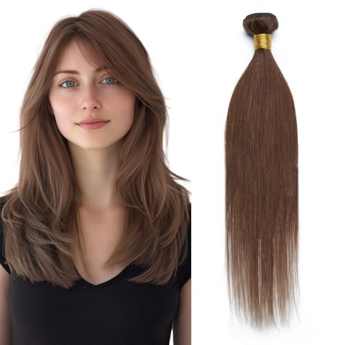 Rich Choices Echthaar Topper mit Pony Damen Haarteil Toupet Pony Braun Haarteil Echthaar Clip in Echthaar Topper Kurzes Haar Echte Haare Extensions Remy Hair Topper (25cm Mittelbraun) von Rich Choices