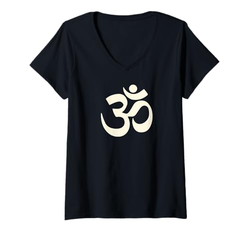 Damen Om Omkar Aum Symbol Grafik Spirituelle Yoga Meditation Omm T-Shirt mit V-Ausschnitt Damen Om Omkar Aum Symbol Grafik Spirituelle Yoga Meditation Omm T-Shirt mit V-Ausschnitt von Rich Sphere