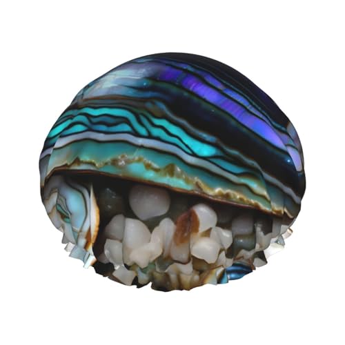 Rich&Rabbit Abalone-Perlmutt-Duschhaube für Damen, elastisch, wiederverwendbar, auslaufsicher, doppellagig, Badekappe von Rich&Rabbit