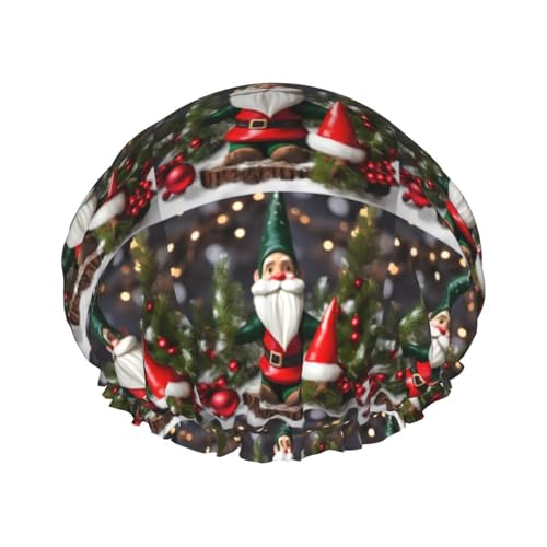 Rich&Rabbit Traditionelle Weihnachts-Zwergen-Duschhaube für Damen, elastisch, wiederverwendbar, auslaufsicher, doppellagig von Rich&Rabbit