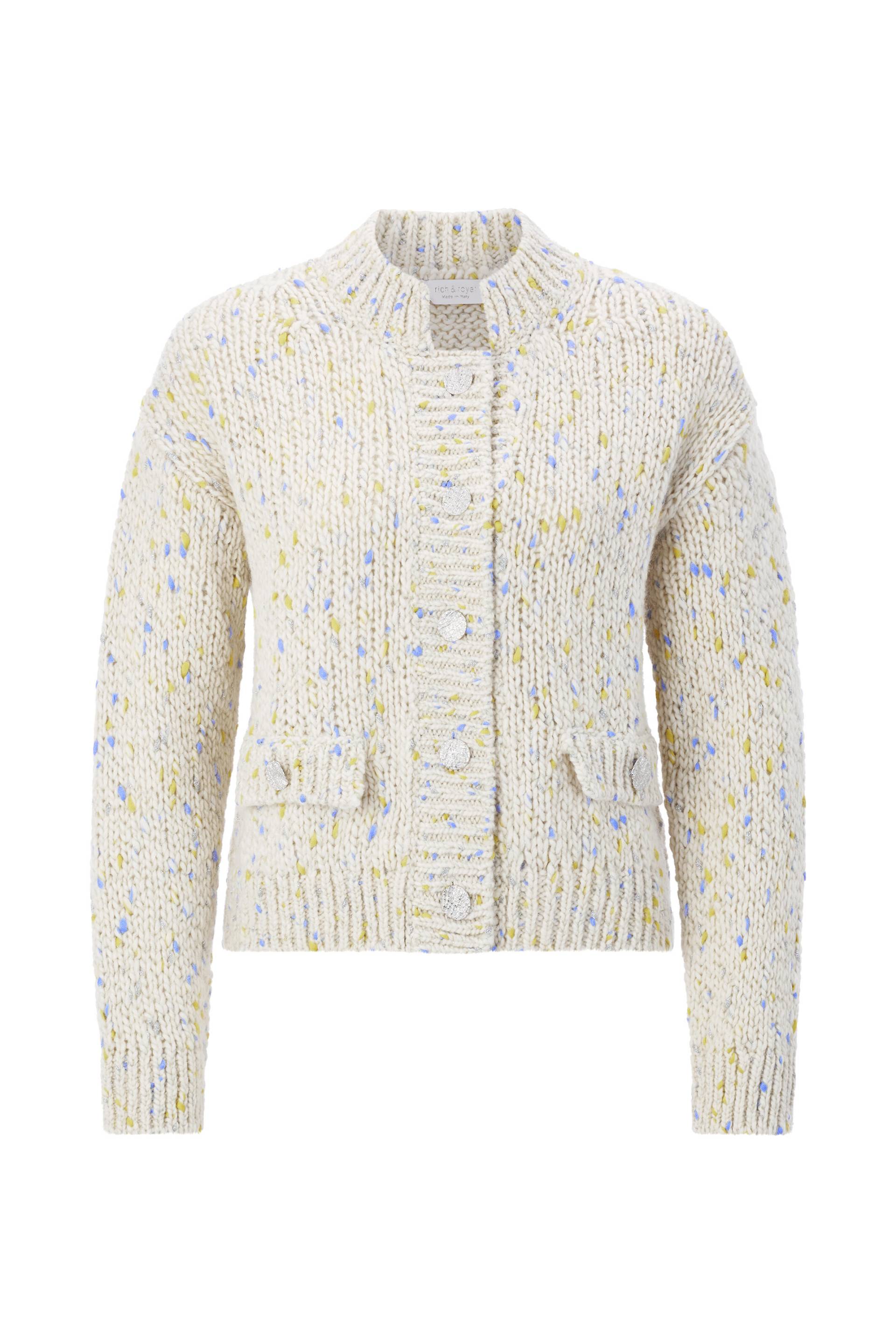 Rich & Royal - Boxy Neps Yarn Cardigan urban lime - Gr. - M von Rich & Royal