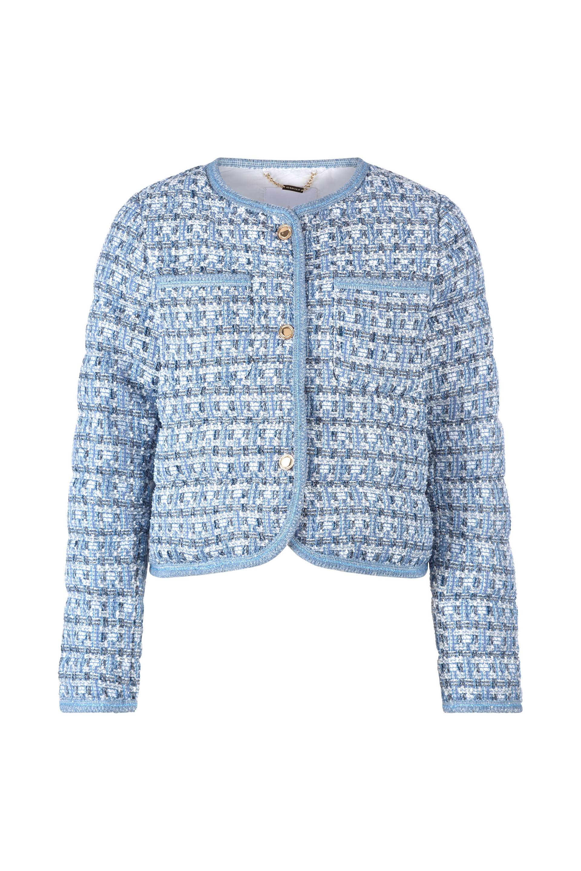 Rich & Royal - Boxy padded boucle jacket with deco tapes recycled denim blue - Gr. - 36 von Rich & Royal