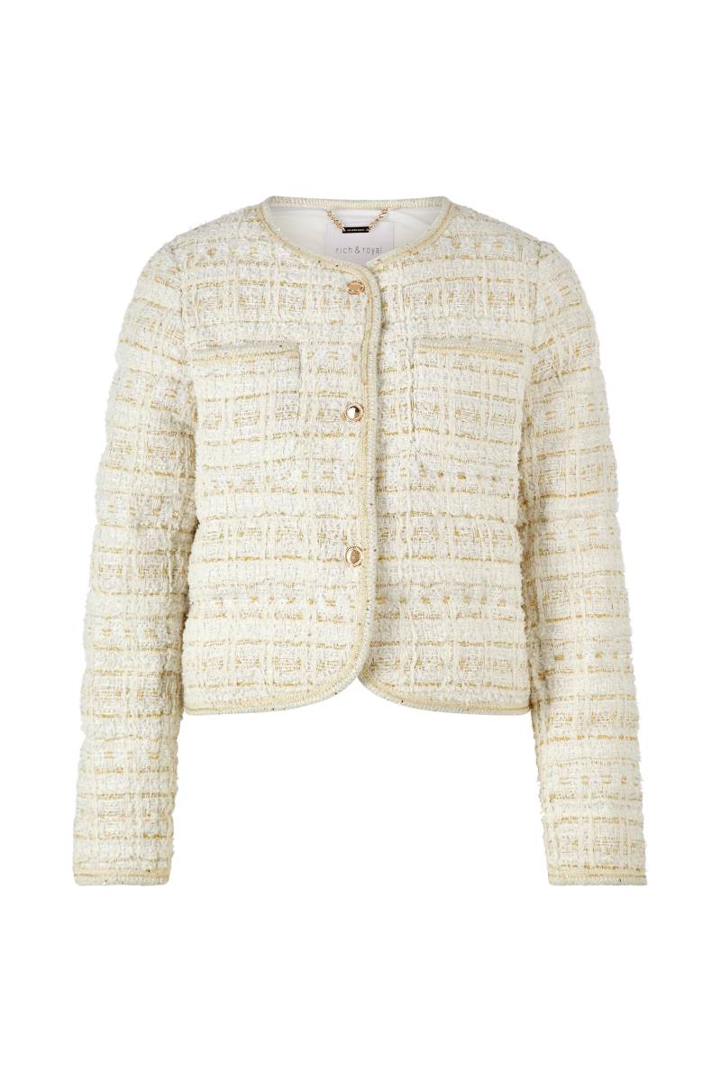 Rich & Royal - Boxy padded boucle jacket with deco tapes recycled pearl white - Gr. - 34 von Rich & Royal
