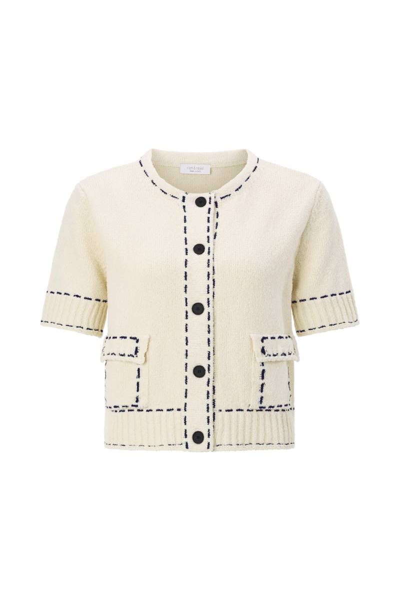 Rich & Royal - CNK Cropped Mango Yarn Cardi pearl white - Gr. - L von Rich & Royal