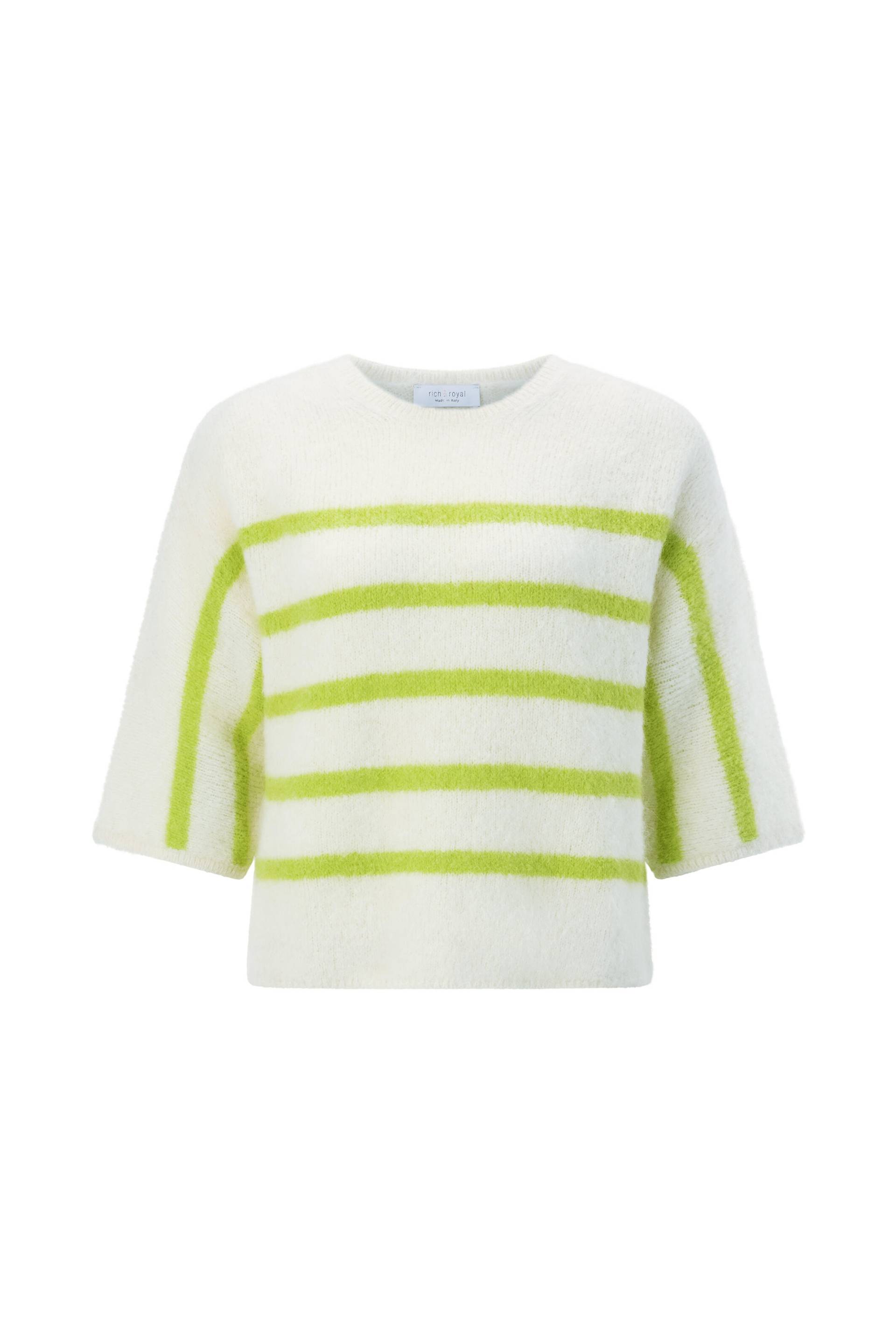 Rich & Royal - Crew NK Stripes Cropped urban lime - Gr. - M von Rich & Royal