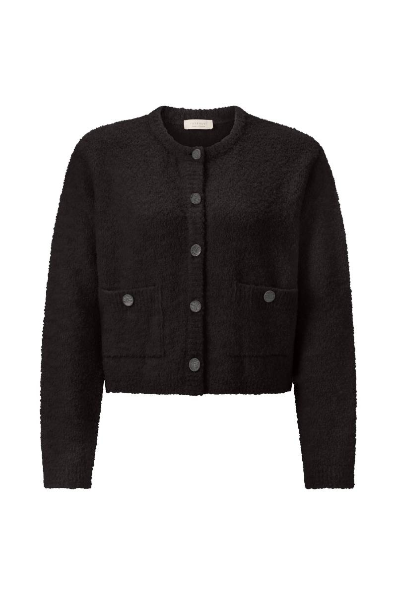 Rich & Royal - Crew-Neck Cardigan Bouclé black - Gr. - S von Rich & Royal