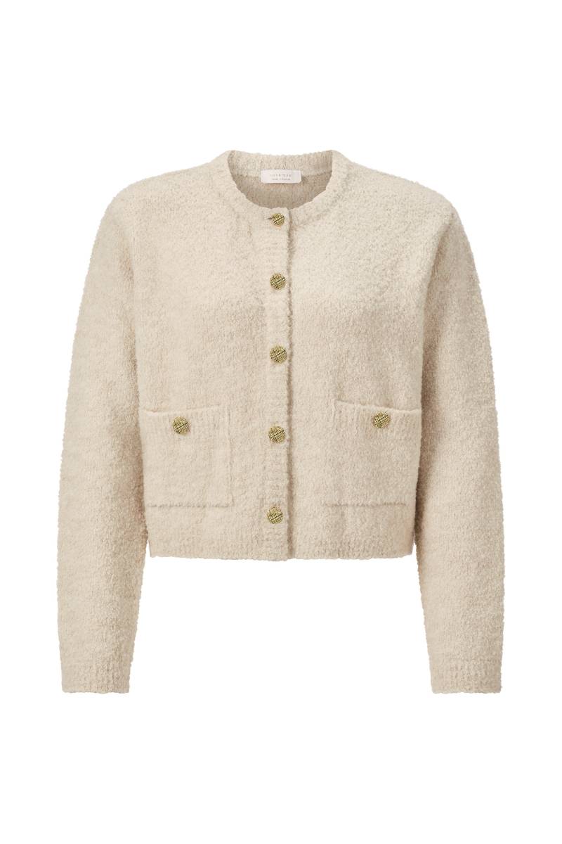 Rich & Royal - Crew-Neck Cardigan Bouclé caffee latte - Gr. - M von Rich & Royal