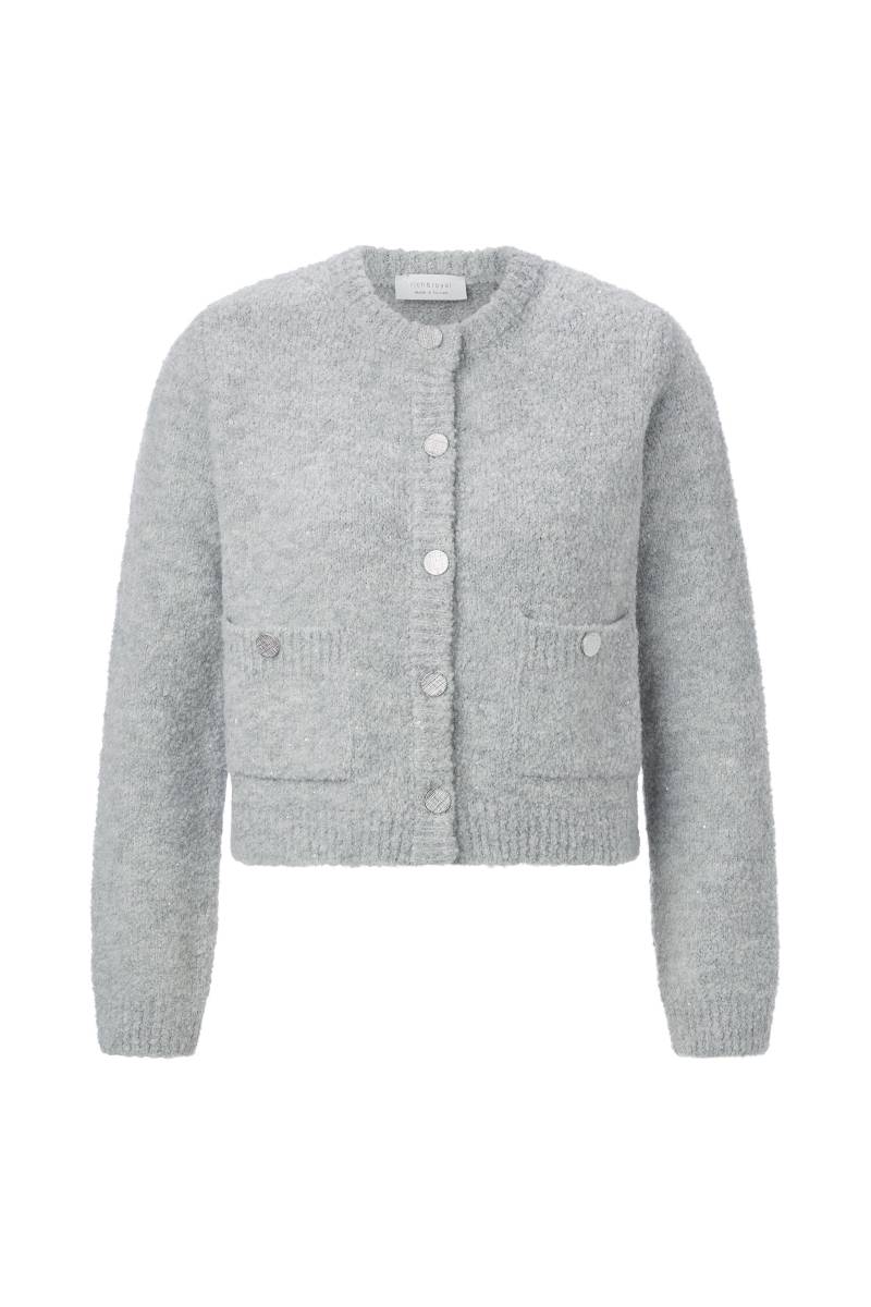 Rich & Royal - Crew-Neck Cardigan Bouclé grey melangé - Gr. - S von Rich & Royal