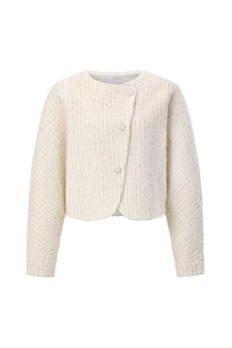 Rich & Royal - Cropped Boucle Cape Jacket pearl white - Gr. - 36 von Rich & Royal