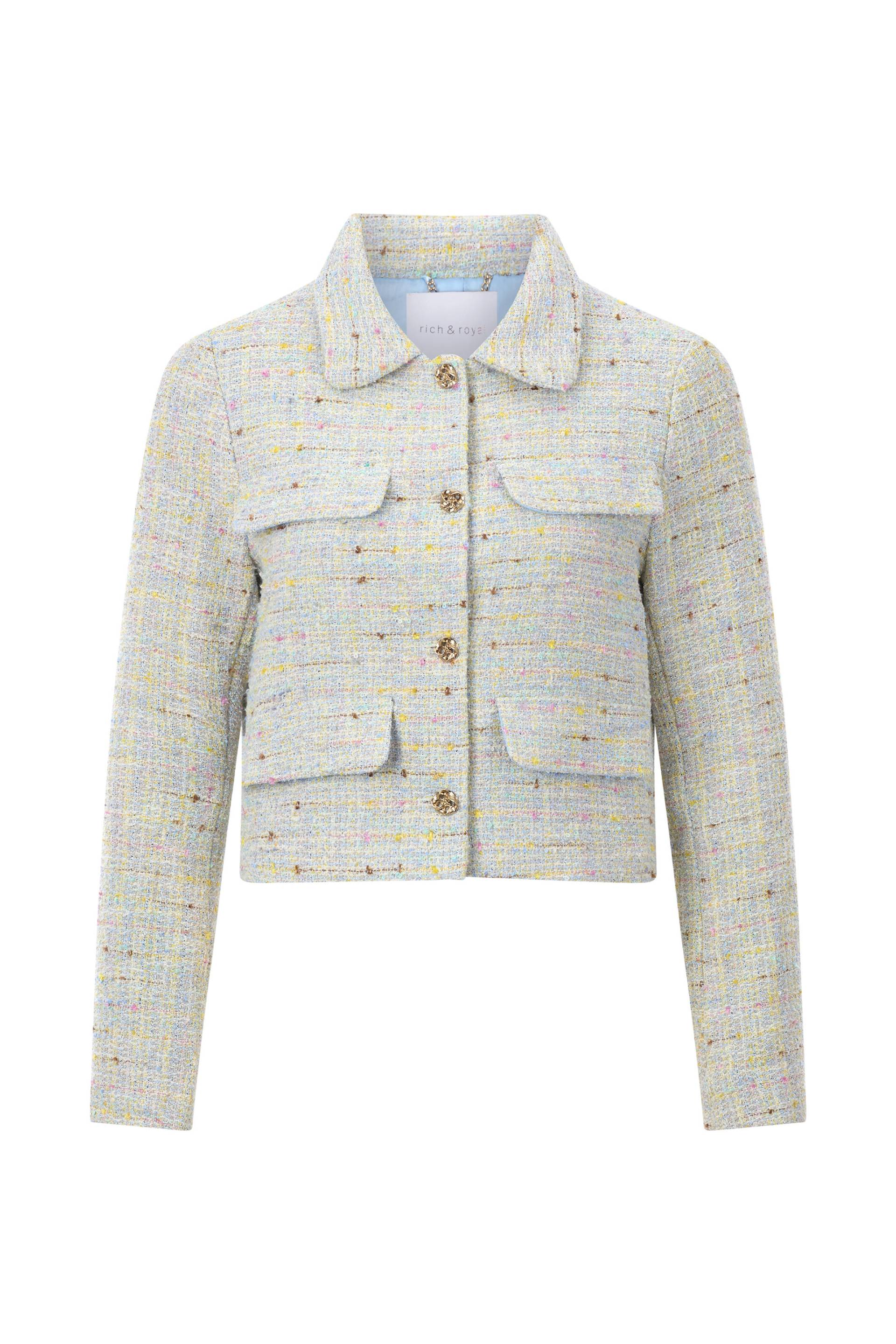 Rich & Royal - Cropped Bouclé jacket light aqua - Gr. - 38 von Rich & Royal