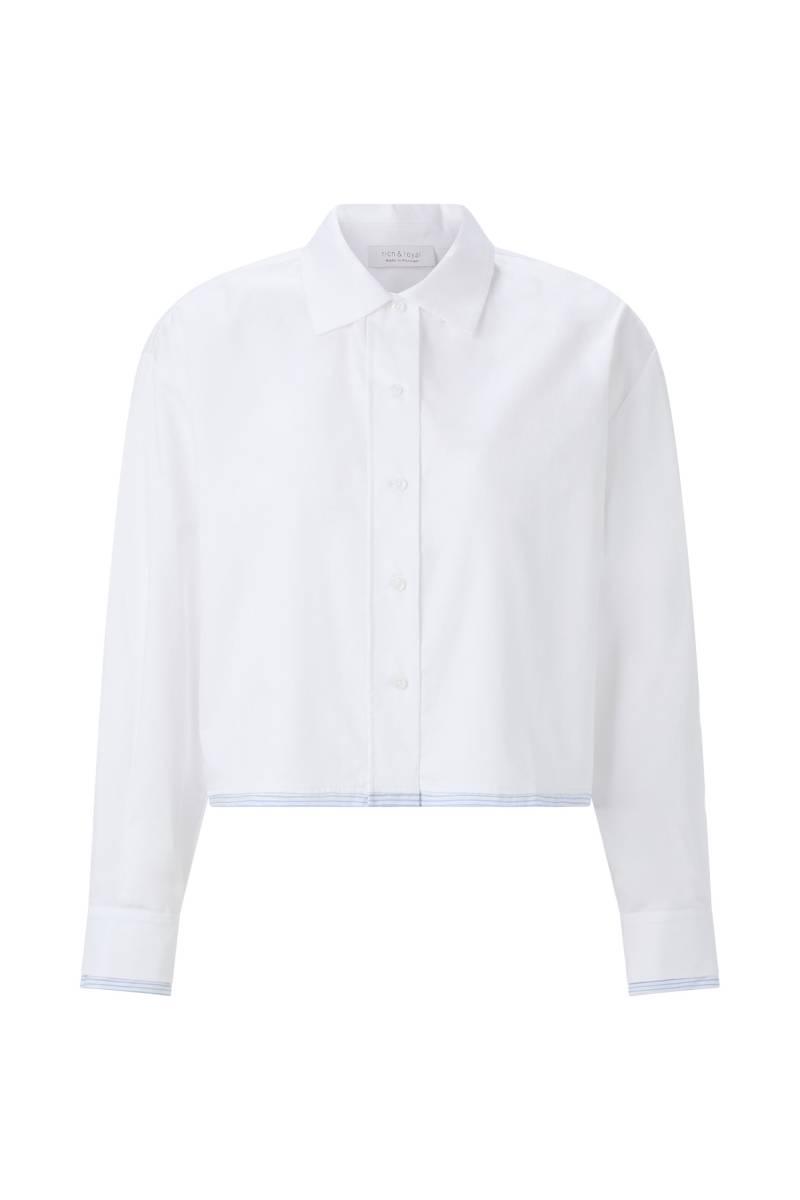 Rich & Royal - Cropped Cotton Blouse with Contrast Fabric white - Gr. - 40 von Rich & Royal