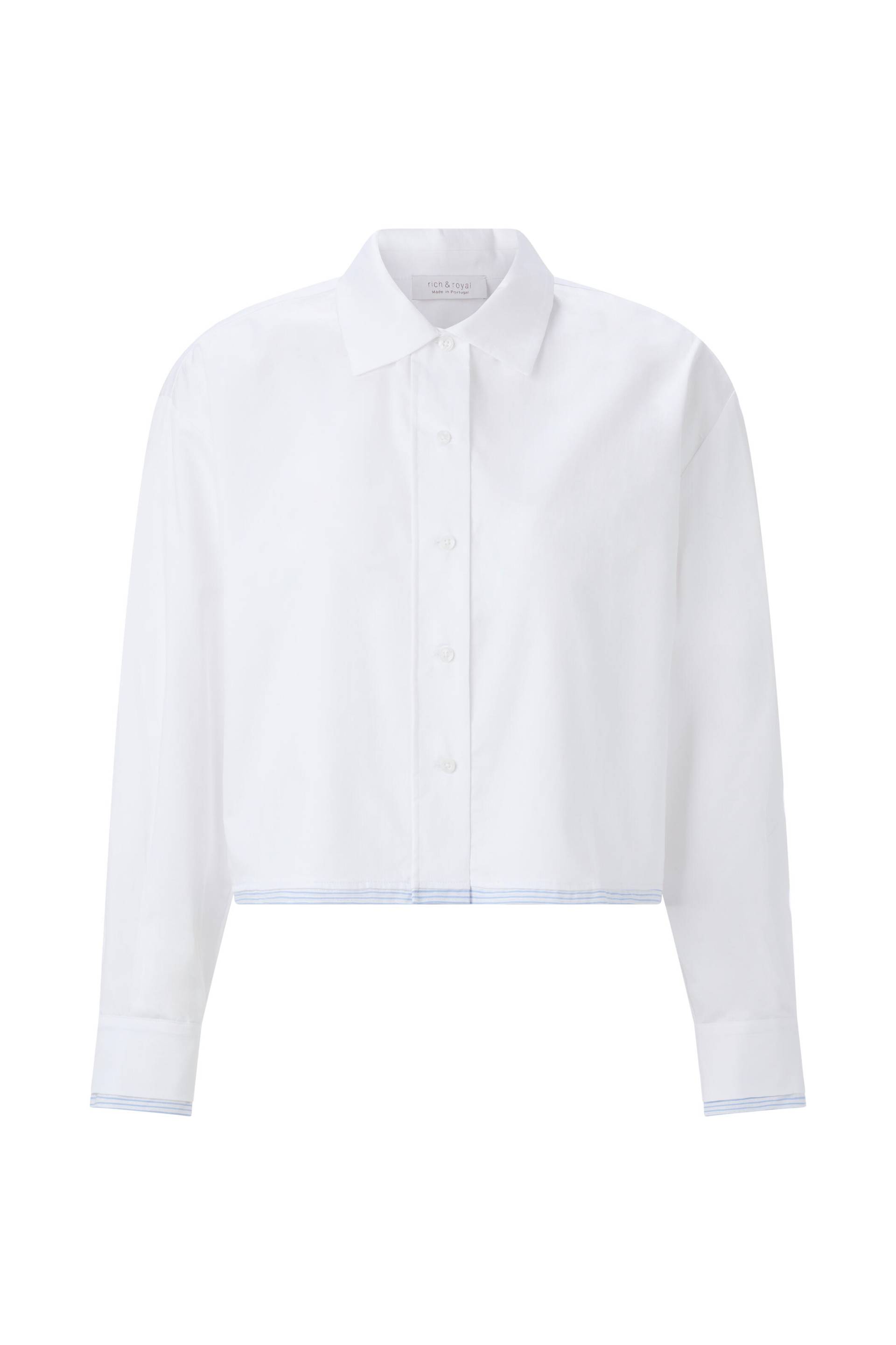 Rich & Royal - Cropped Cotton Blouse with Contrast Fabric white - Gr. - 42 von Rich & Royal