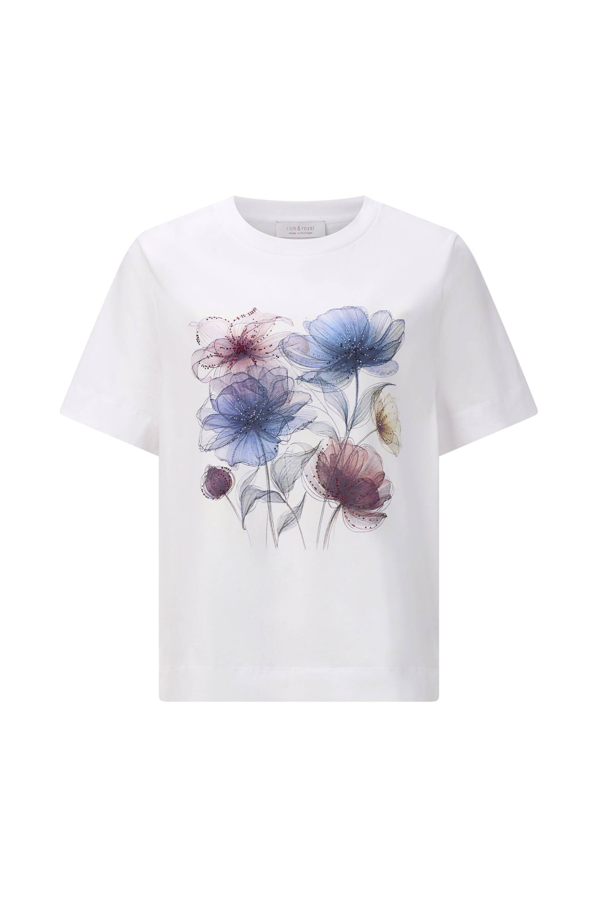 Rich & Royal - Easy Fit T-Shirt Flowers white - Gr. - M von Rich & Royal